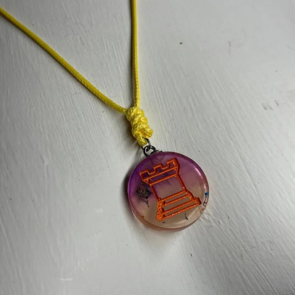Translucent Rook - Handmade Resin Chess Necklace - Picture 5 of 5